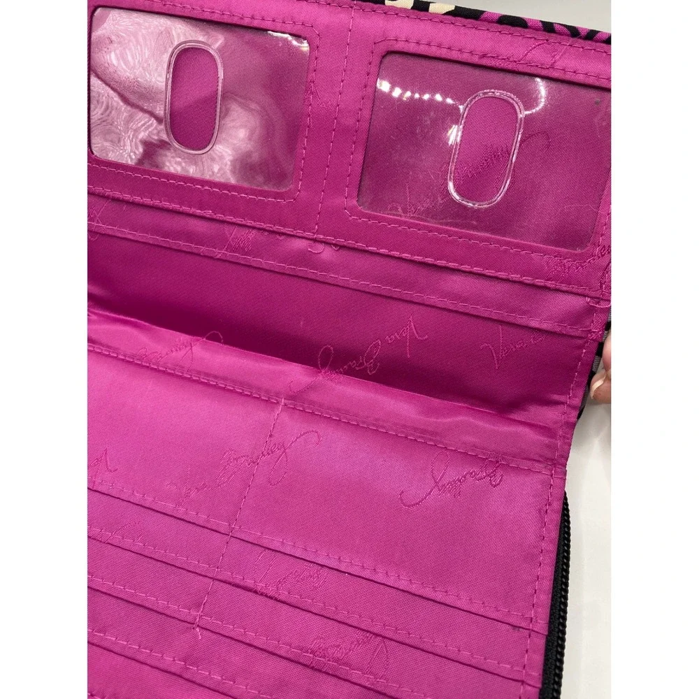 Vera Bradley Wallet Black Pink Grey Floral Zip Around Clutch‎ Purse - Picture 4 of 13